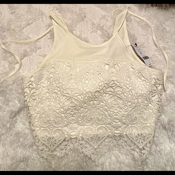 Garage Tops - lace crop top with tie